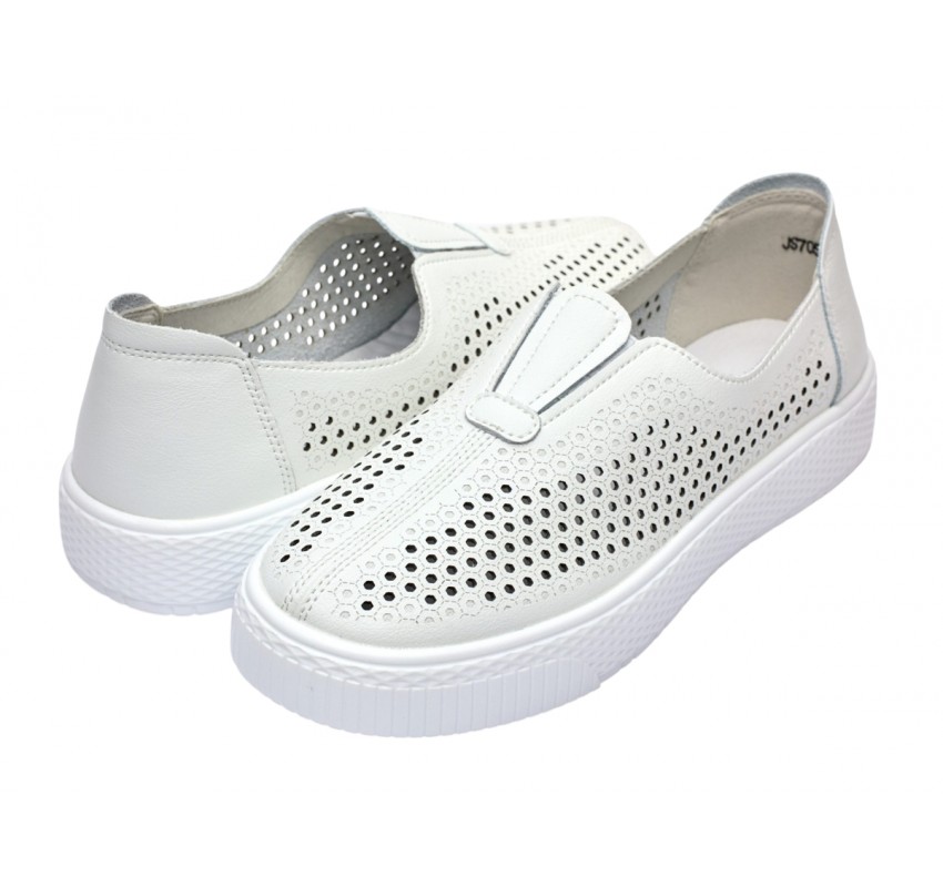 Pantofi dama casual din piele naturala cu perforatii - Ama Alb GSK7054A Pantofi dama casual din piele naturala cu perforatii - Ama Alb GSK7054A