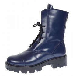 Bocanci dama imblaniti, din piele naturala bleumarin KAMELYA B1