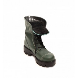 Bocanci dama imblaniti, din piele naturala verde KAMELYA V1