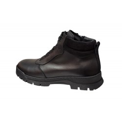 Ghete barbati casual din piele naturala cu fermoar imblanite Negru KAYRO