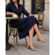 Pantofi damă bej din piele naturală, cu toc gros, vârf lăcuit si fundiță – eleganți KN1BEJ