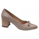 Pantofi damă bej din piele naturală, cu toc gros, vârf lăcuit si fundiță – eleganți KN1BEJ
