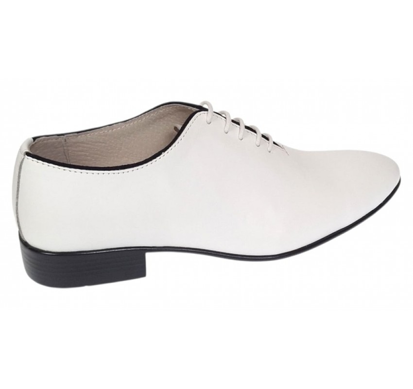 Pantofi barbati albi eleganti din piele naturala Elion - 024AN