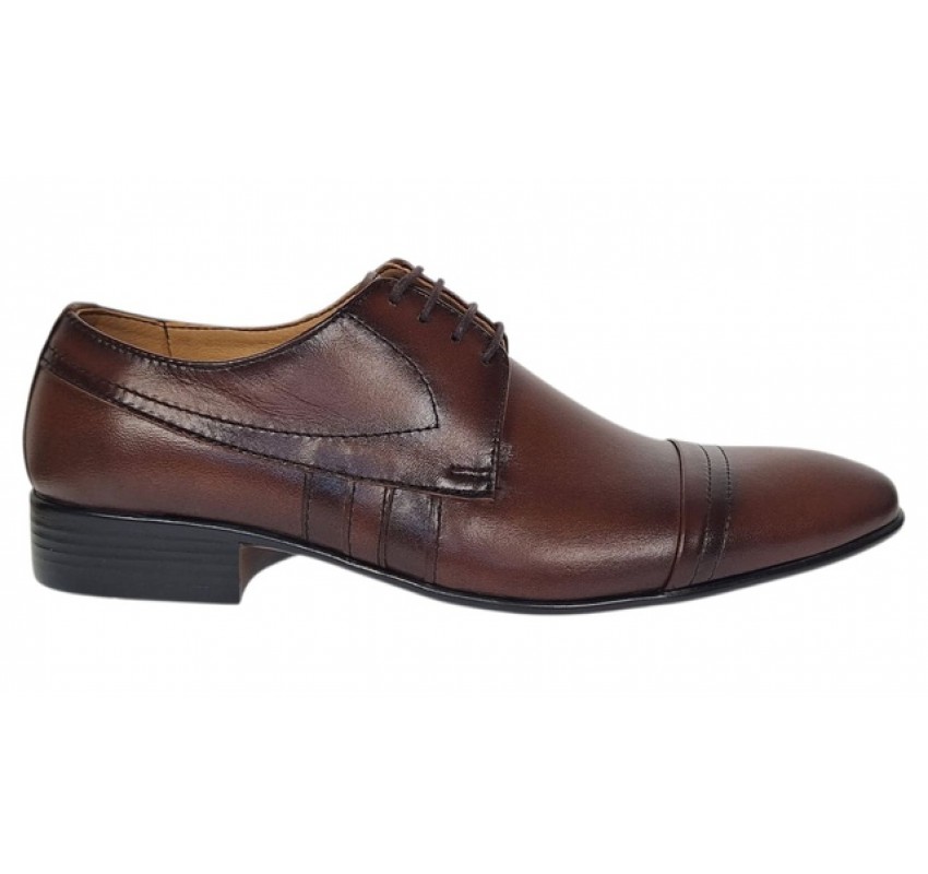 Oferta marimea 39 Pantofi barbati eleganti din piele naturala maro L032MBOX