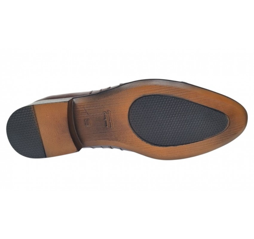 Oferta marimea 39 Pantofi barbati eleganti din piele naturala maro L032MBOX