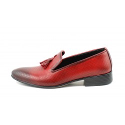 Mocasini barbati, rosii din piele naturala - L036RED