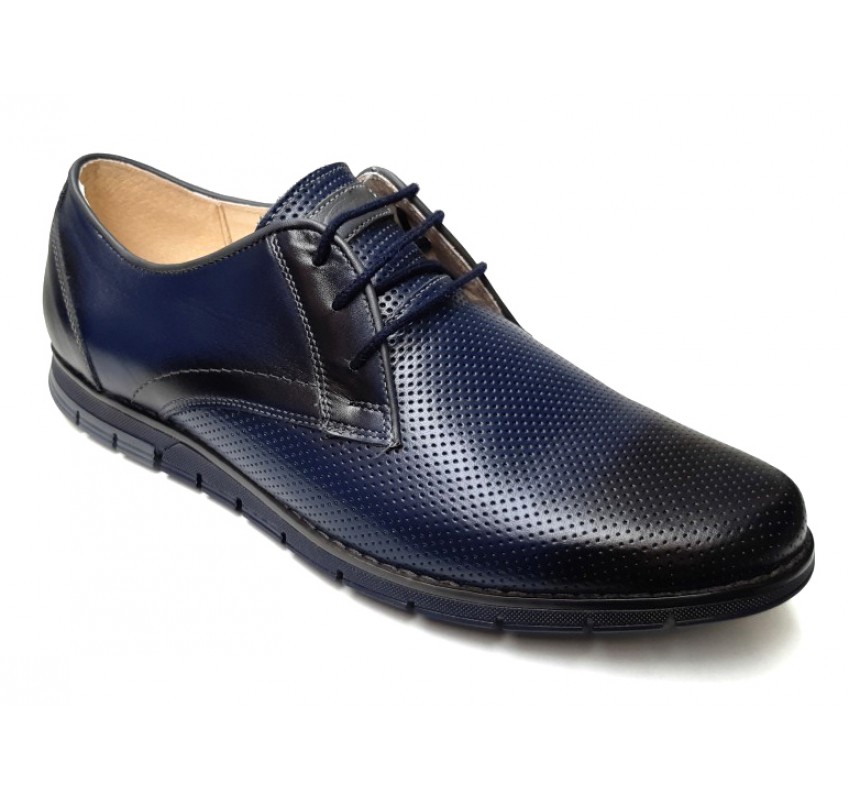 Marimi 41, 42 Pantofi barbati casual din piele naturala bleumarin L1010BLM