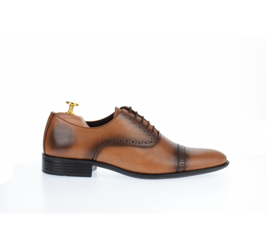 Pantofi barbati eleganti din piele naturala maro coniac - L246MD