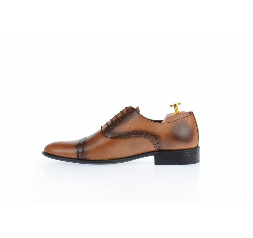 Pantofi barbati eleganti din piele naturala maro coniac - L246MD