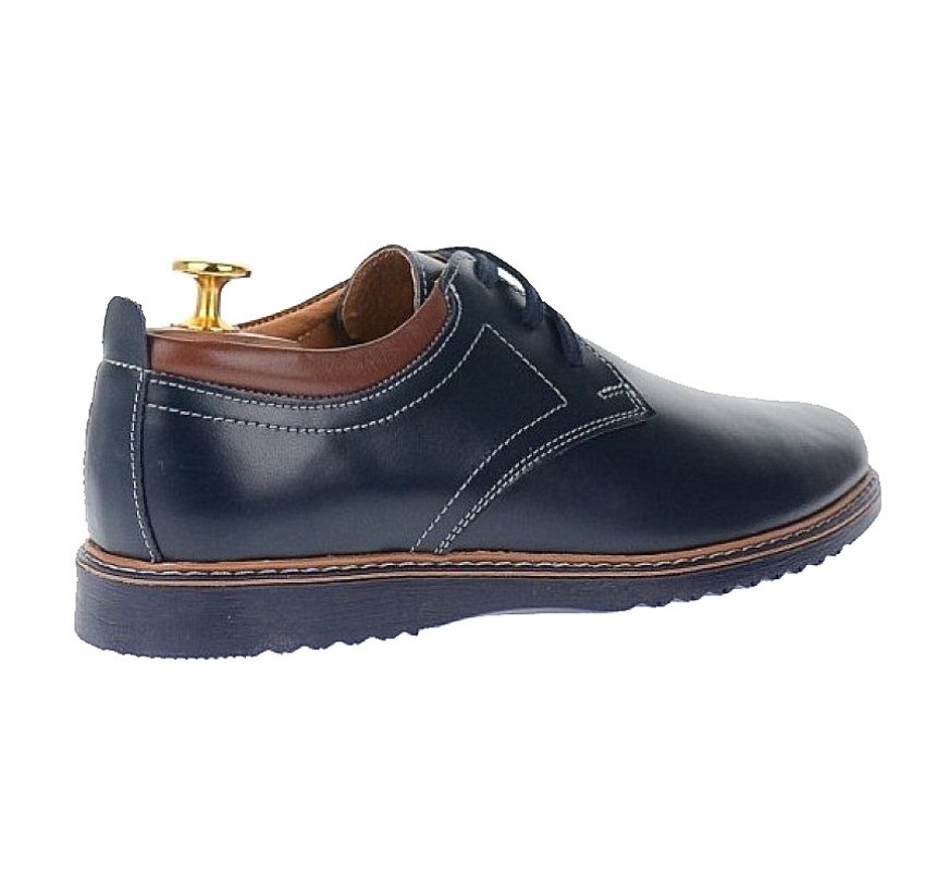 Pantofi barbati casual din piele naturala - Model bleumarin L330BLM