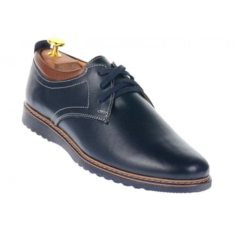Pantofi barbati casual din piele naturala - Model bleumarin L330BLM
