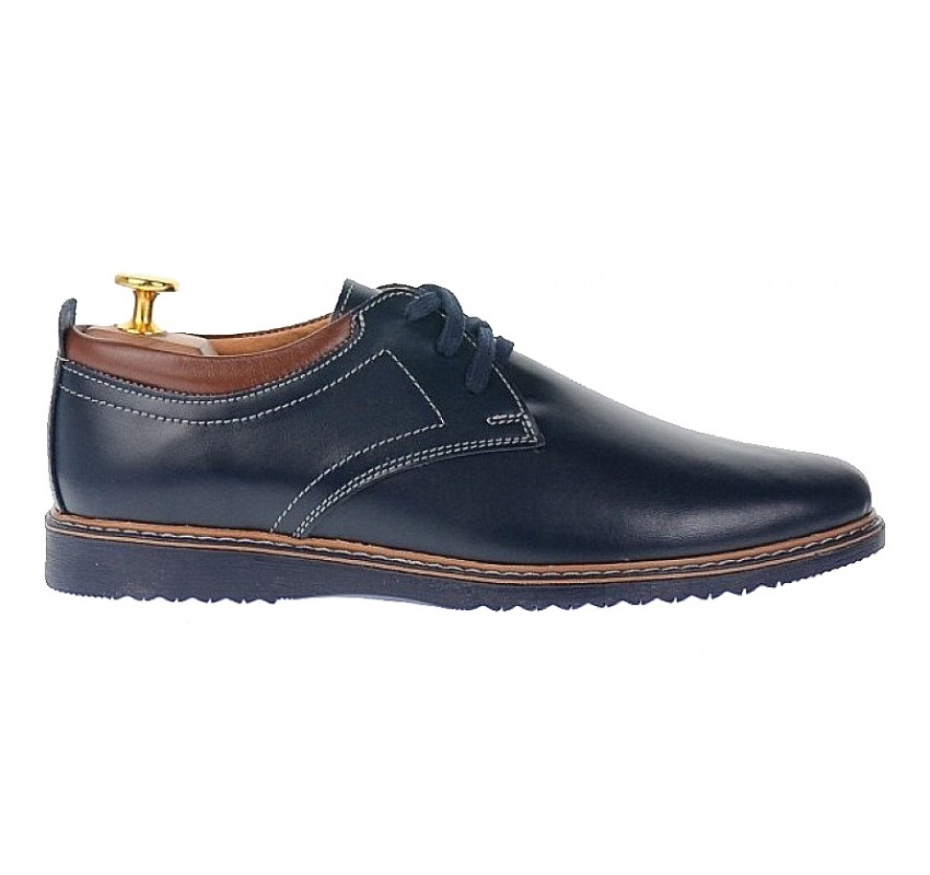 Pantofi barbati casual din piele naturala - Model bleumarin L330BLM