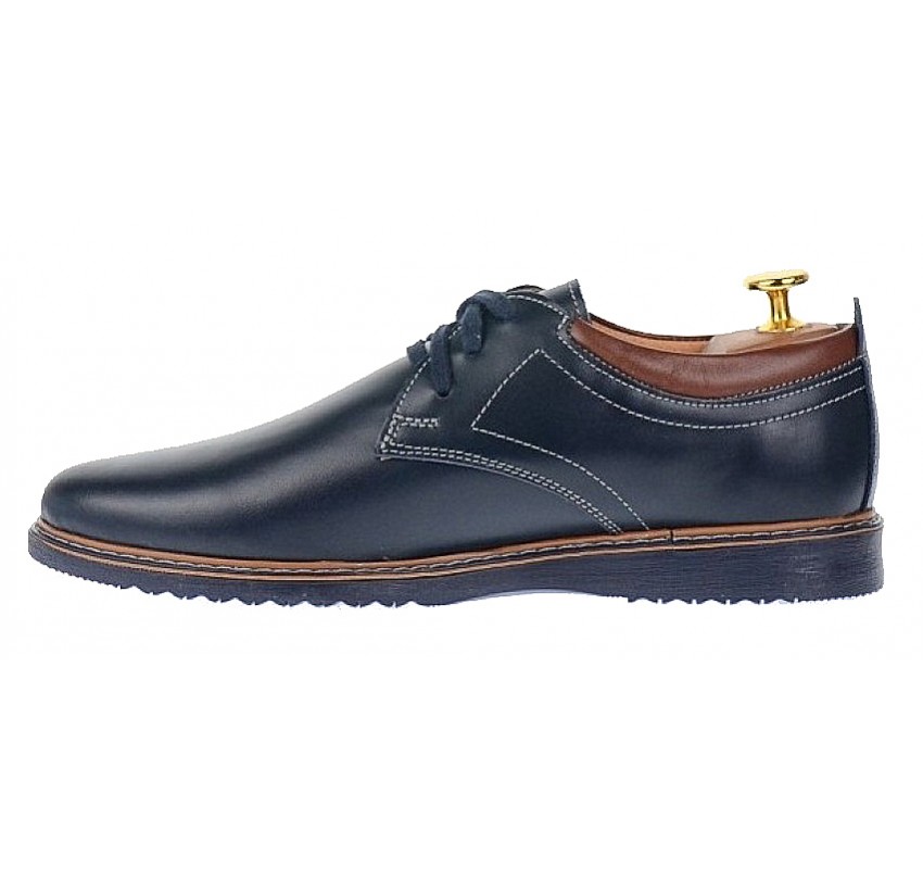 Pantofi barbati casual din piele naturala - Model bleumarin L330BLM