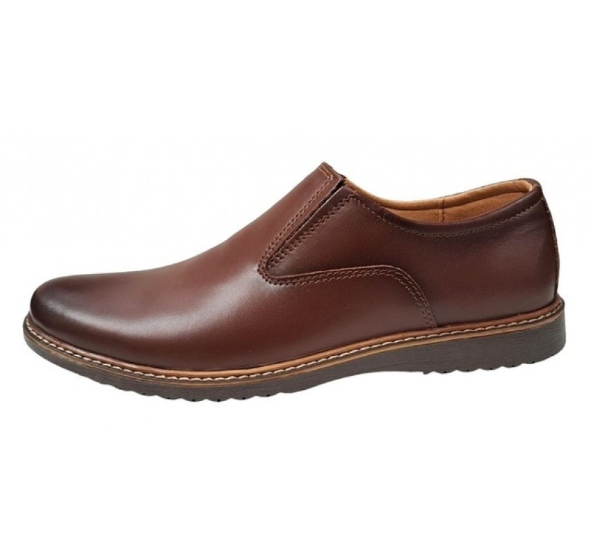 Oferta Marimea 43 Pantofi barbati casual din piele naturala maro fara siret L330ELM