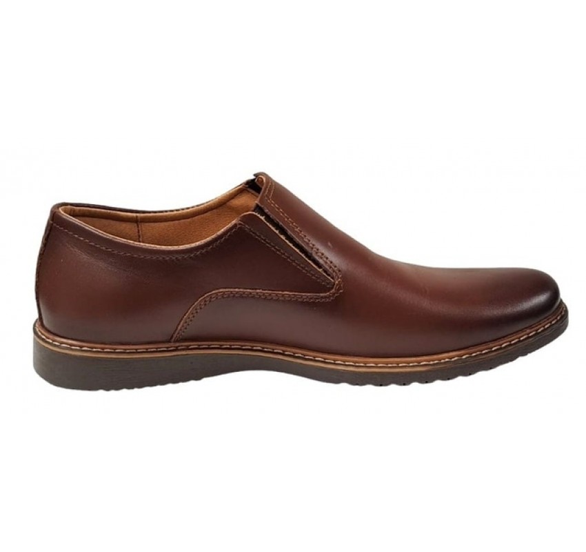Oferta Marimea 43 Pantofi barbati casual din piele naturala maro fara siret L330ELM