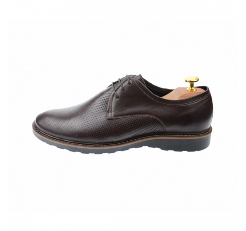 OFERTA MARIMEA  41  - Pantofi barbati, model casual, cu siret, din piele naturala maro - L336AMARO