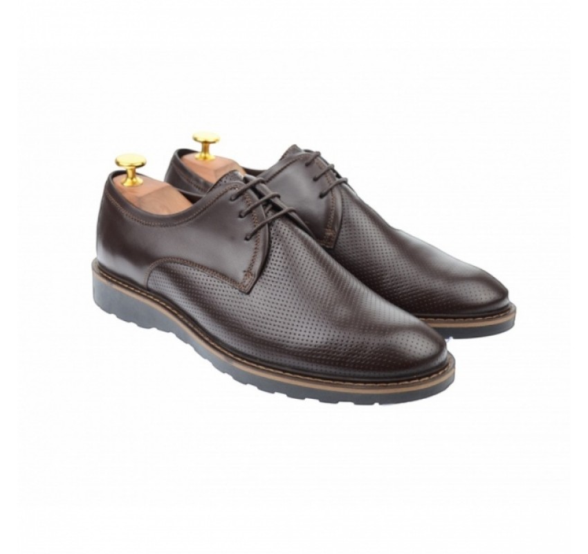 OFERTA MARIMEA  41  - Pantofi barbati, model casual, cu siret, din piele naturala maro - L336AMARO