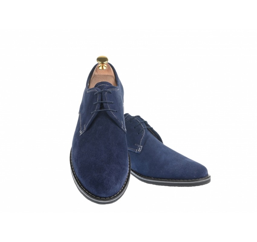 OFERTA marimea 41 - Pantofi barbati casual din piele naturala, culoare bleumarin L336BLM