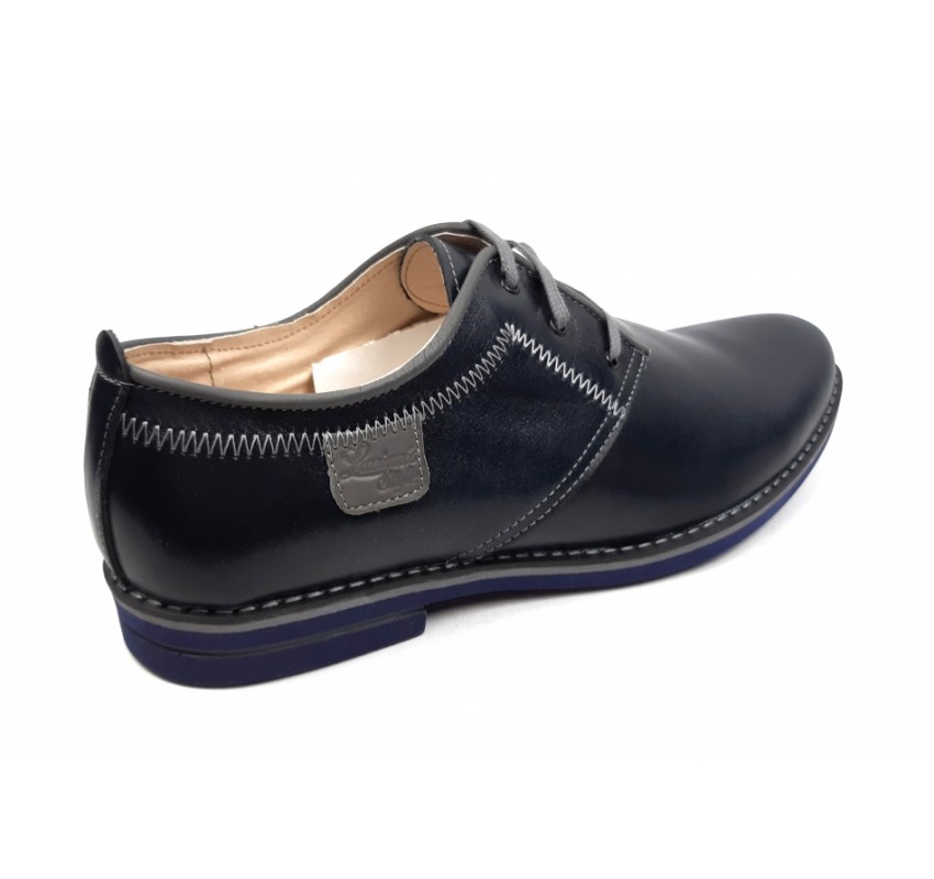 OFERTA MARIMEA  43  - Pantofi barbati, casual din piele naturala bleumarin inchis - L501BOXGBL
