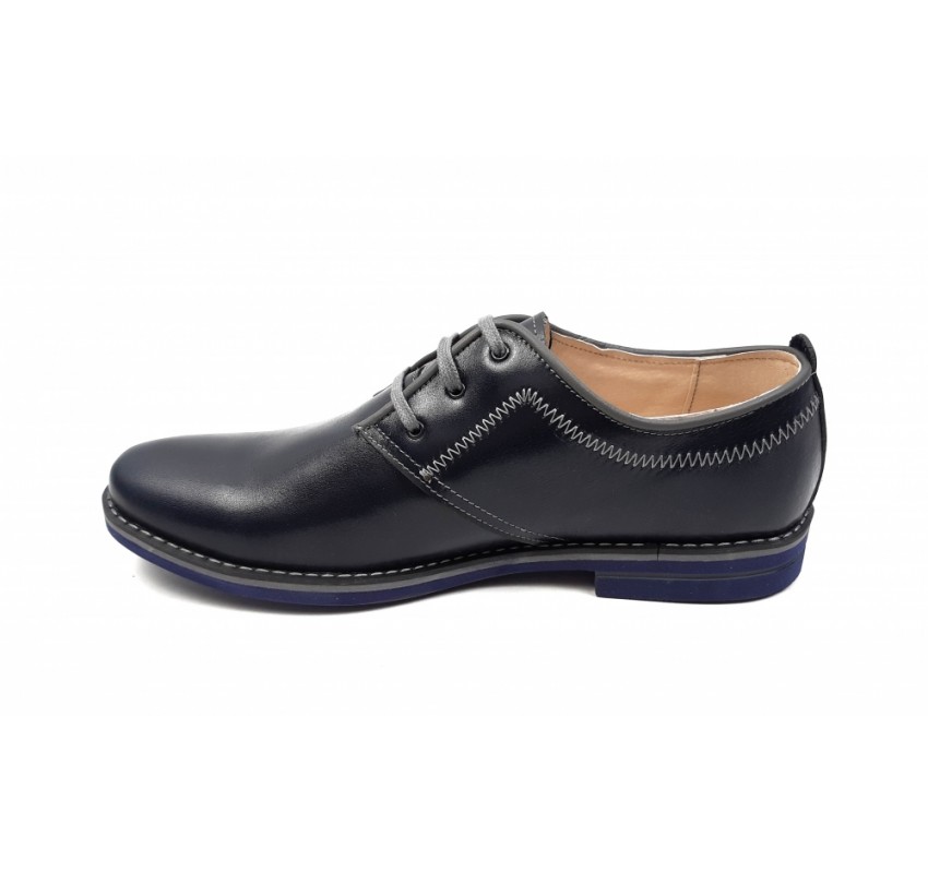 OFERTA MARIMEA  43  - Pantofi barbati, casual din piele naturala bleumarin inchis - L501BOXGBL