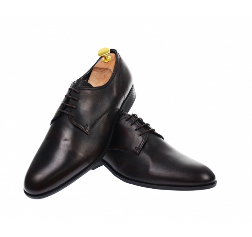 OFERTA MARIMEA  41  - Pantofi barbati eleganti, cu siret, din piele naturala maro - L703MARO