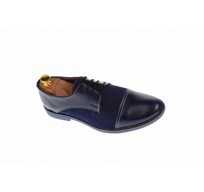 Oferta marimea 40,  44 - pantofi barbati casual din piele naturala bleumarin L858BLM