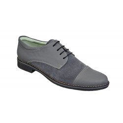 OFERTA  marimea 39, 41, Pantofi barbati casual din piele naturala, culoare Gri - L858GG