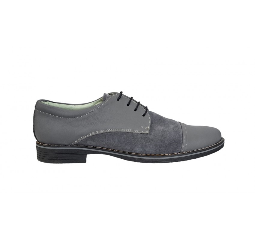 OFERTA PRET MARIMEA  41  -  Pantofi barbati casual din piele naturala, culoare Gri - L858GG