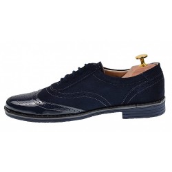 Pantofi casual barbati din piele naturala bleumarin L870LVBLM