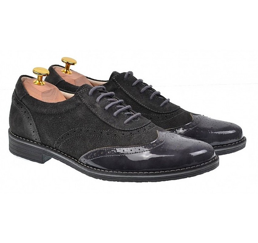 OFERTA MARIMEA  42,  43,  44  - Pantofi barbati eleganti din piele naturala, Gri inchis, L870LVG