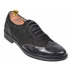 Marimea 43,  44 Pantofi barbati eleganti din piele naturala, Gri inchis, L870LVG