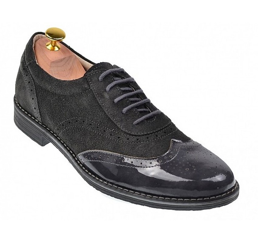 OFERTA MARIMEA  42,  43,  44  - Pantofi barbati eleganti din piele naturala, Gri inchis, L870LVG