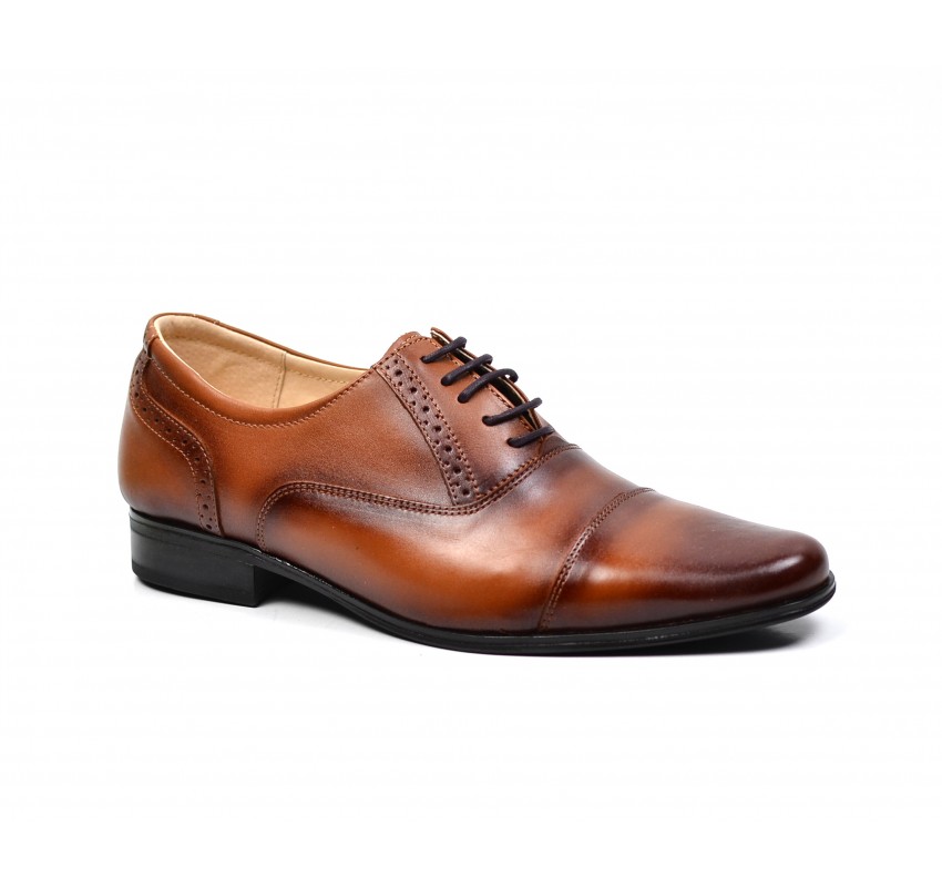 Oferta marimea 38 -  Pantofi barbati oxford, eleganti din piele naturala maro - L893MD