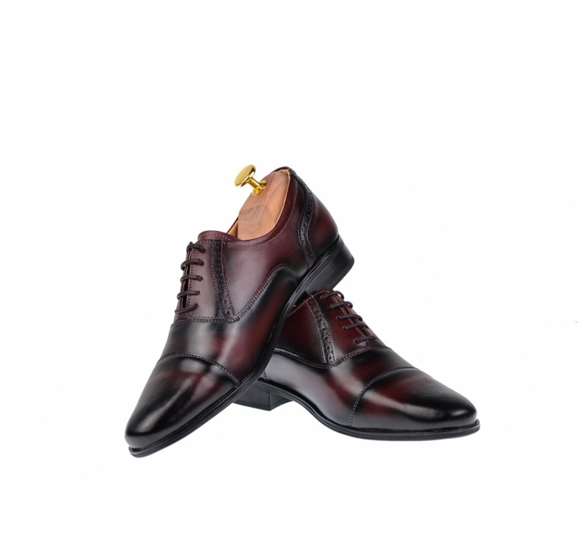 Oferta marimea 40   - Pantofi barbati eleganti oxford, din piele naturala bordeaux L893VIS