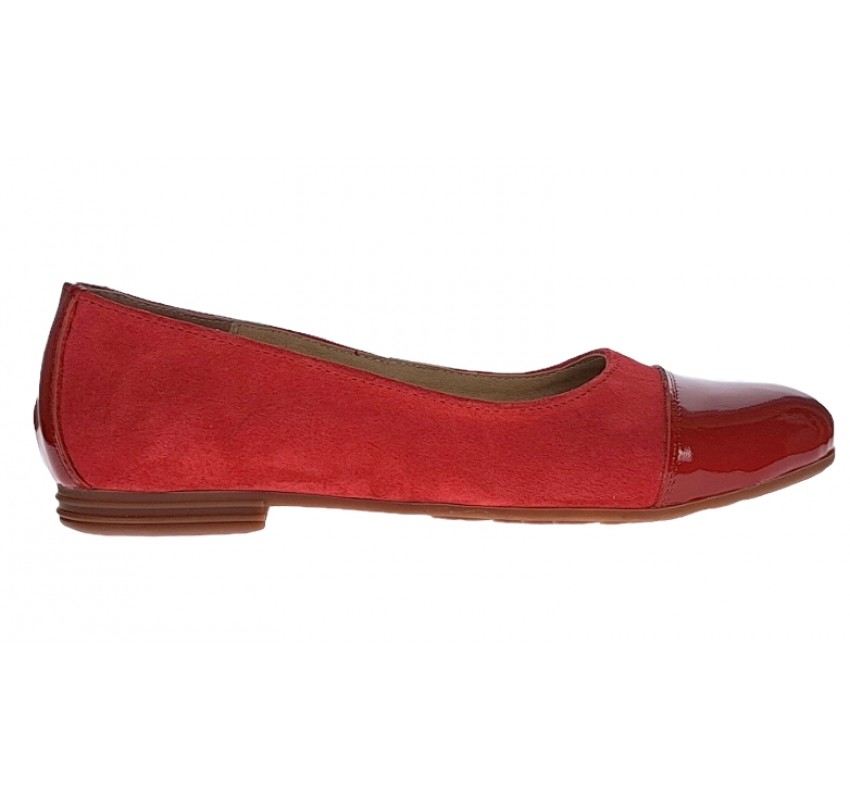 OFERTA marimea 35, 39 - Balerini dama, din piele naturala intoarsa, cu varf lacuit, rosu -  LARENALACRVEL
