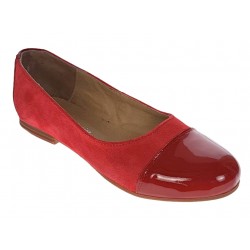 OFERTA marimea 35, 39 - Balerini dama, din piele naturala intoarsa, cu varf lacuit, rosu -  LARENALACRVEL
