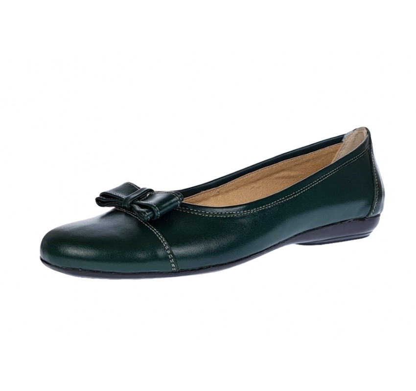 Oferta marimea 39 - Balerini dama casual din piele naturala, Verde - LARENAVERDE