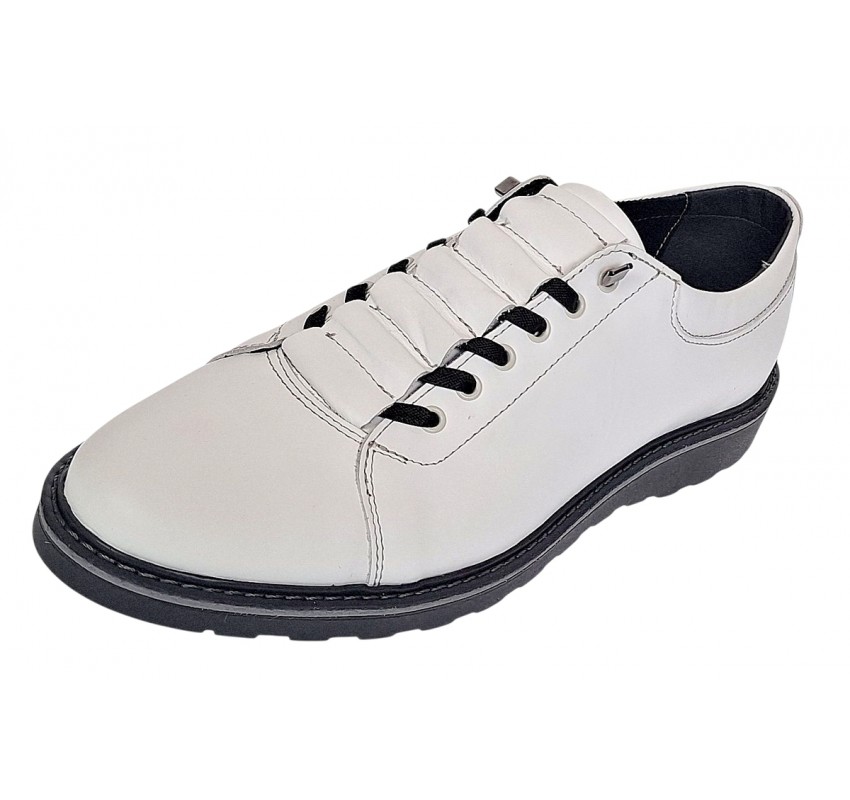 Oferta marimea 41 Pantofi barbati casual sport din piele naturala Marko Alb LASEA