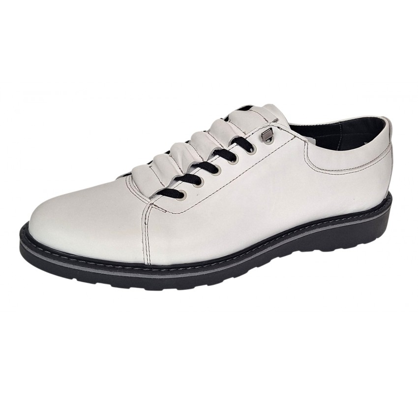 Oferta marimea 41 Pantofi barbati casual sport din piele naturala Marko Alb LASEA