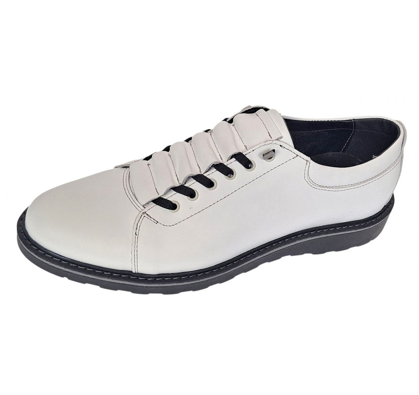 Oferta marimea 41 Pantofi barbati casual sport din piele naturala Marko Alb LASEA