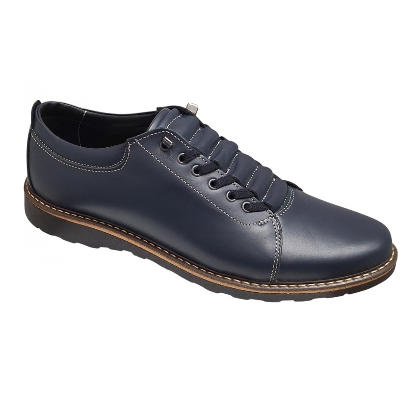 Marimea 40 Pantofi barbati Casual Sport din piele naturala Bleumarin LASEBL