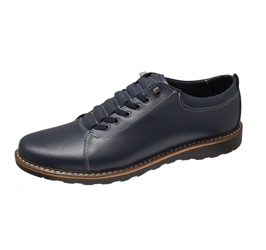 Marimea 40 Pantofi barbati Casual Sport din piele naturala Bleumarin LASEBL