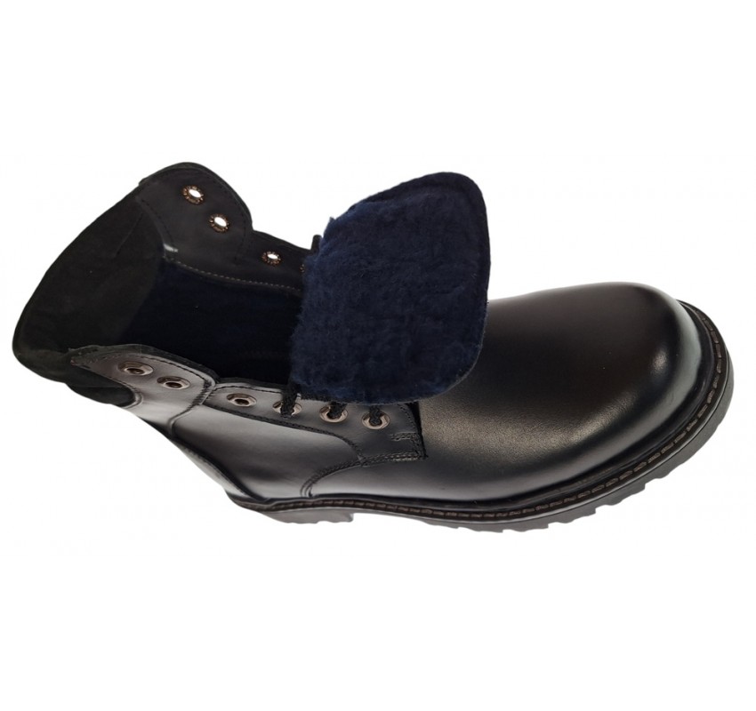 Oferta marimea 44 Bocanci barbati din piele naturala imblaniti, model iarna KLAUS LBOC330NV