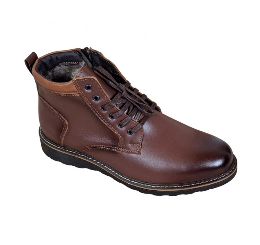 Oferta Marimea 38, 42 Ghete barbati casual, din piele naturala Maro cu fermoar LCORSAFM