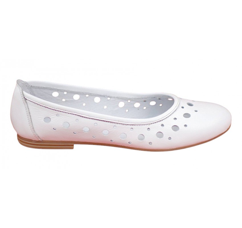 Oferta marimea 38 Balerini dama casual din piele naturala - Model Clara Alb