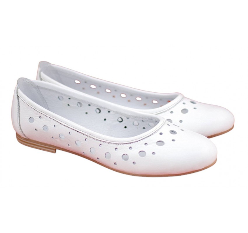 Oferta marimea 38 Balerini dama casual din piele naturala - Model Clara Alb