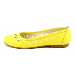 Balerini dama casual din piele naturala Eveline Galben - Marimea 40