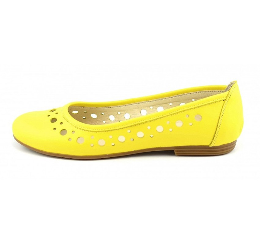 Balerini dama casual din piele naturala Eveline Galben - Marimea 40