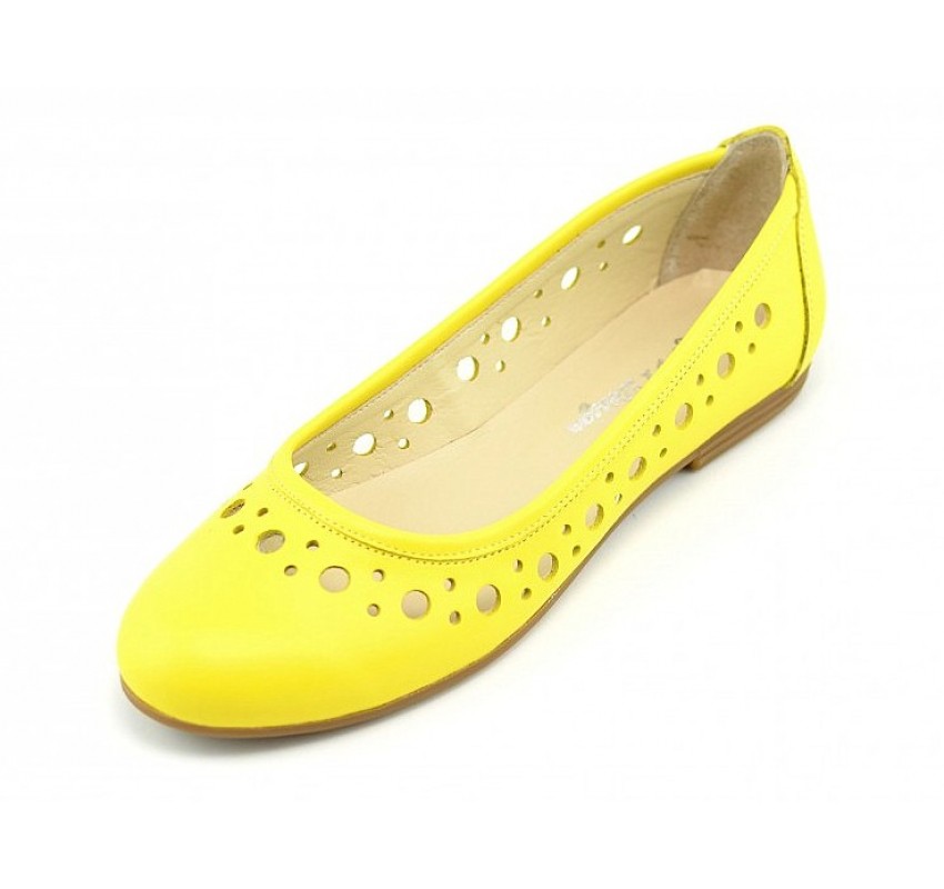 Balerini dama casual din piele naturala Eveline Galben - Marimea 40