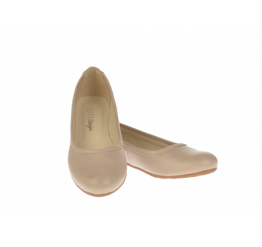 Oferta marimea  39 - Balerini dama, bej,  model casual, din piele naturala - LFLO3BEJ